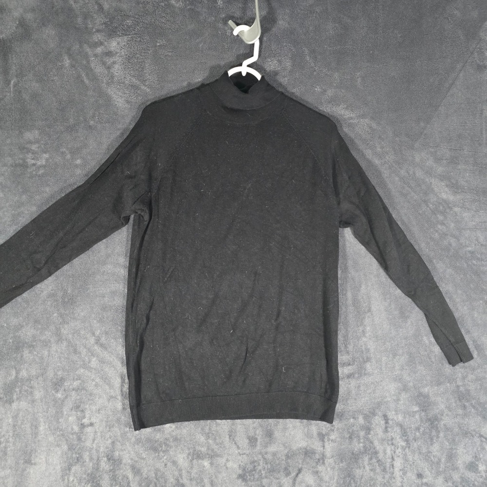 Zara Man Basic Mock Neck Knit Sweater Mens Medium‎ Black Long Sleeve